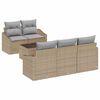vidaXL Bankstel met kussen met opslag 6 pcs Beige en Grijs poly rattan