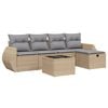 vidaXL 6-delige Loungeset met kussens poly rattan gemengd beige