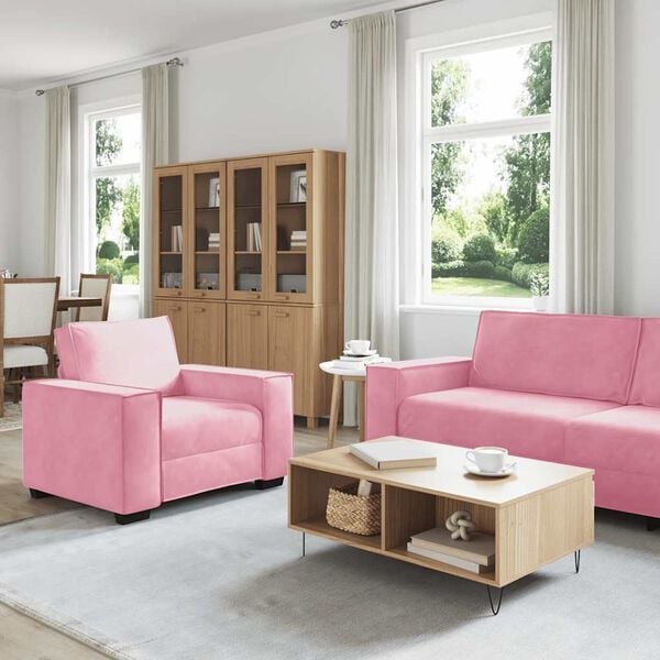 vidaXL 3-delige Loungeset met kussens fluweel roze