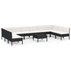 vidaXL 11-delige Loungeset met kussens poly rattan zwart