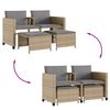 vidaXL Tuinbank 2-zits met tafel en voetenbanken poly rattan beige
