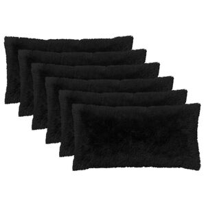 vidaXL Kussen met kussen HEERLEN 6 st Zwart PV Fleece