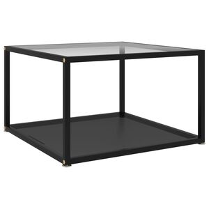 vidaXL Salontafel 60x60x35 cm gehard glas transparant en zwart