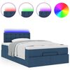 vidaXL Bed poef met matras en LED's 120x200 cm stof blauw