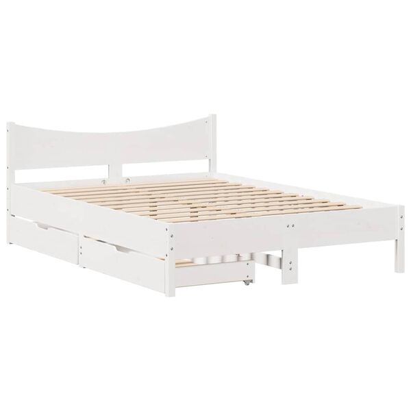 vidaXL Bedframe met lades massief grenenhout wit 140x190 cm