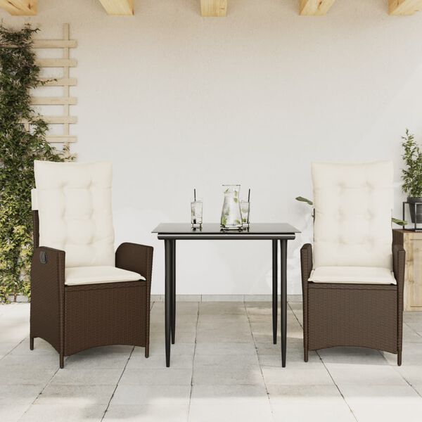 vidaXL 7-delige Tuinset met kussens poly rattan bruin