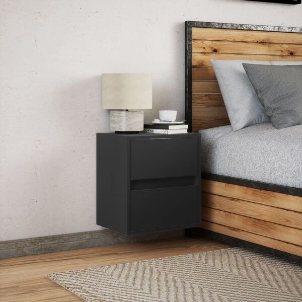 vidaXL Nachtkastje met LED's wandgemonteerd zwart