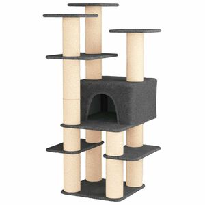 vidaXL Kattenboom met sisal krabpalen Donkergrijs 161 cm