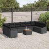 vidaXL Tuinbankenset met kussen 11 pcs Zwart poly rattan