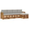 vidaXL Buiten bankenset met kussen 5 pcs Naturel en lichtgrijs