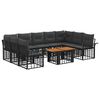 vidaXL Tuinbankenset 10 st Zwart en Donkergrijs poly rattan