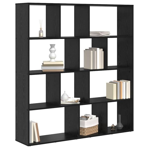 vidaXL Boekenkast Zwart Eiken 132 x 29 x 141,5 cm Bewerkt hout