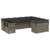 vidaXL 10-delige Loungeset met kussens poly rattan grijs