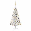 vidaXL Kunstkerstboom met verlichting en kerstballen 120 cm PET zilver