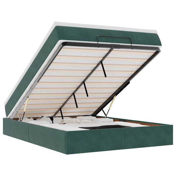 vidaXL Ottoman bed met matras 140x200cm fluweel donkergroen