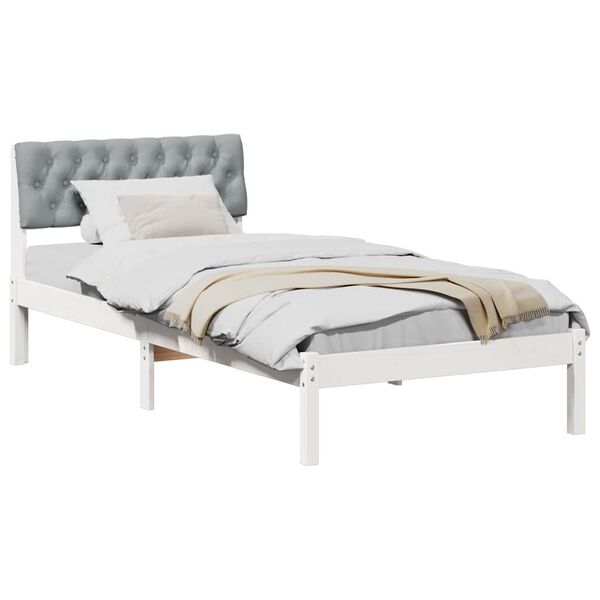 vidaXL Bedframe Wit en lichtgrijs 90 x 190 cm Massief grenenhout