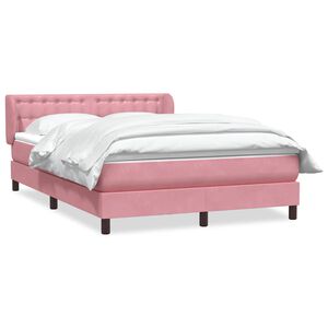 vidaXL Boxspring met matras fluweel roze 140x220 cm
