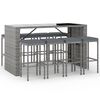 vidaXL 9-delige Tuinbarset met kussens poly rattan grijs