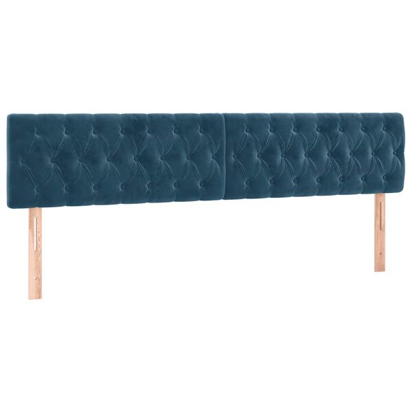 vidaXL Hoofdbord LED 180x7x78/88 cm fluweel donkerblauw