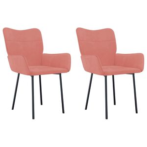 vidaXL Eetkamerstoelen 2 st fluweel roze