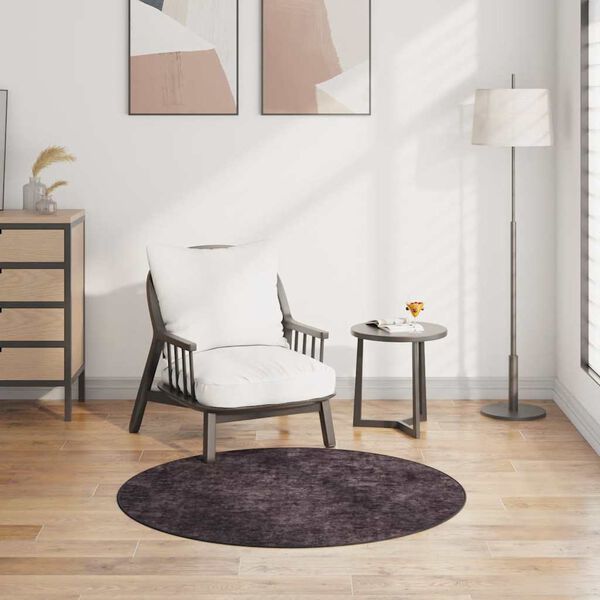 vidaXL Vloerkleed wasbaar anti-slip ø120 cm antracietkleurig