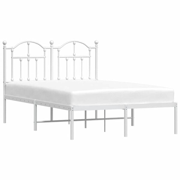 vidaXL Bedframe met hoofdbord metaal wit 120x200 cm