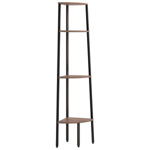vidaXL Hoekkast met 4 lagen donkerbruin en zwart 45,5x31,5x150 cm