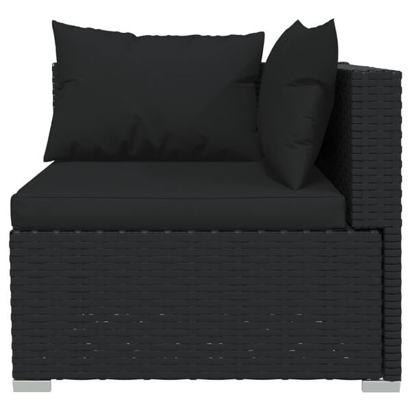 vidaXL 5-delige Loungeset met kussens poly rattan zwart