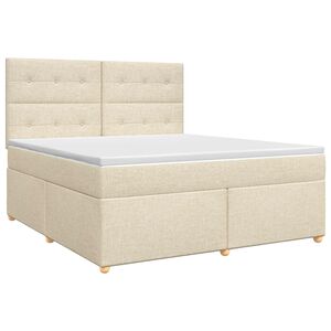 vidaXL Boxspringbed met matras Cr&egrave;mekleurig 140 x 190 cm Stof