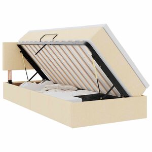 vidaXL Opbergbed met LED met matras met LED Cr&egrave;me 100 x 200 cm Stof