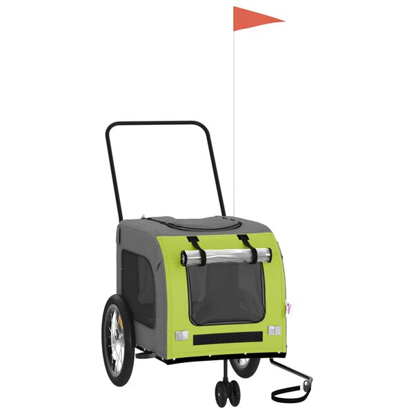 vidaXL Hondenfietstrailer oxford stof en ijzer groen en grijs