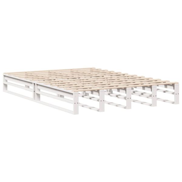 vidaXL Bedframe zonder matras massief grenenhout wit 140x200 cm