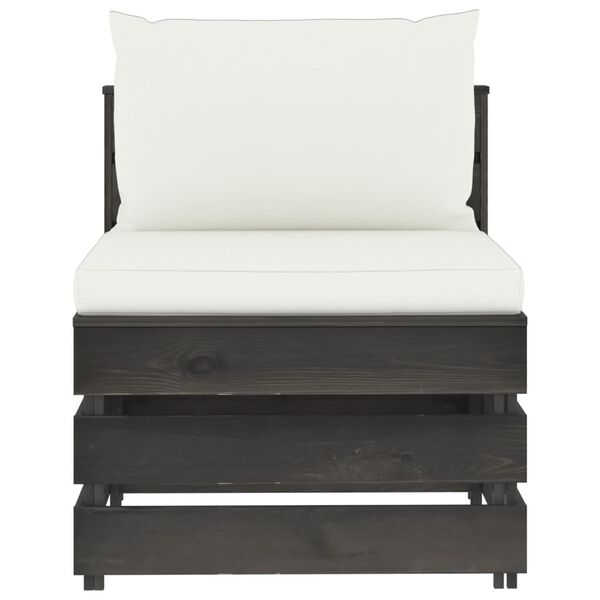 vidaXL Middenbank sectioneel met kussens grijs geïmpregneerd hout