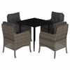 vidaXL 5-delige Tuinset met kussens poly rattan grijs