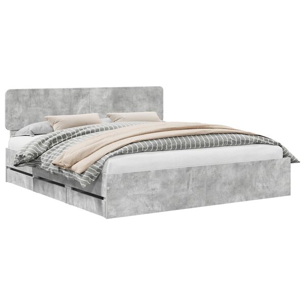 vidaXL Bedframe met lade Beton Grijs 180 x 200 cm Geconstrueerd hout