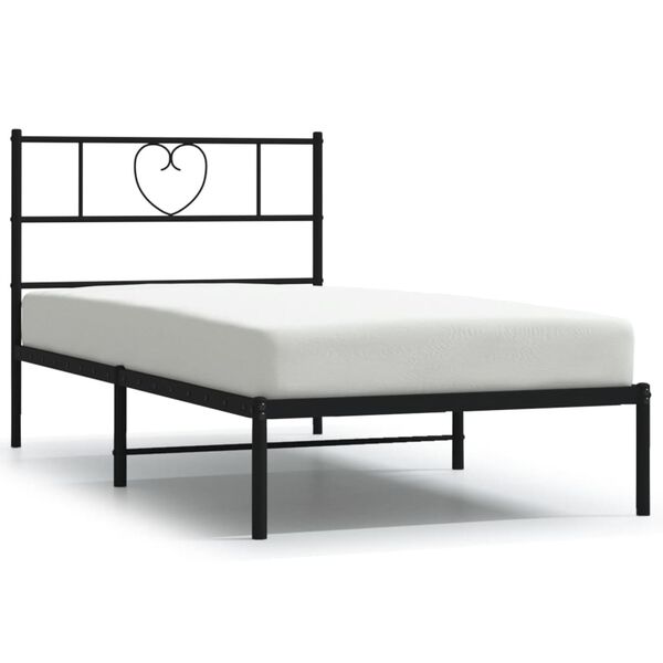 vidaXL Bedframe met hoofdbord metaal zwart 80x200 cm