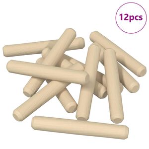 vidaXL Houten Dowels 12 pcs Bruin &Oslash;8 x 50 mm Massief hout