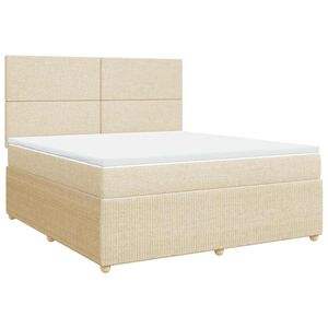 vidaXL Boxspring met matras stof cr&egrave;mekleurig 180x200 cm