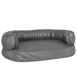 vidaXL Hondenmand met ergonomisch schuim 60x42 cm kunstleer grijs