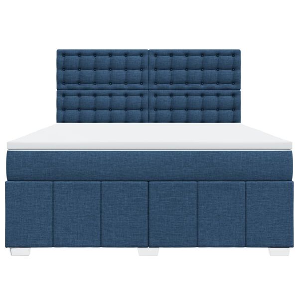 vidaXL Boxspring met matras stof blauw 180x200 cm