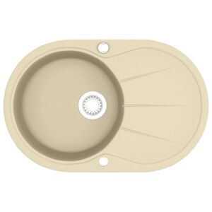 vidaXL Gootsteen enkele bak ovaal graniet beige