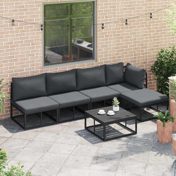 vidaXL Tuin Sofa Set met kussen 5 pcs Zwart Aluminium