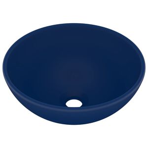 vidaXL Wastafel rond 32,5x14 cm keramiek mat donkerblauw