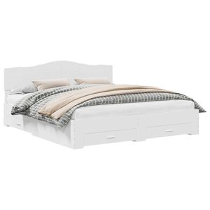 vidaXL Bedframe met hoofdeinde met lade Wit 200 x 200 cm Bewerkt hout