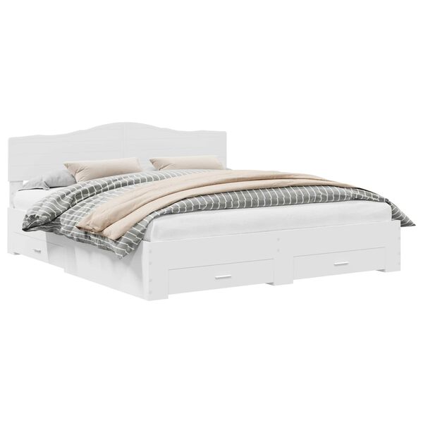 vidaXL Bedframe met hoofdeinde met lade Wit 200 x 200 cm Bewerkt hout