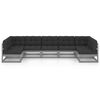 vidaXL 7-delige Loungeset met kussens massief grenenhout grijs