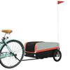 vidaXL Fietstrailer 45 kg ijzer zwart en oranje