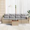 vidaXL Tuin Sofa Set met kussen 5 pcs Beige Poly riet