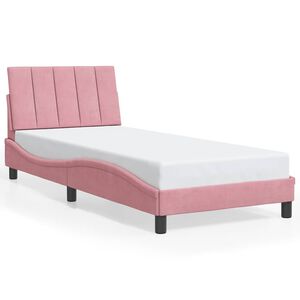 vidaXL Bedframe zonder matras "Hanko" fluweel roze 90x200 cm