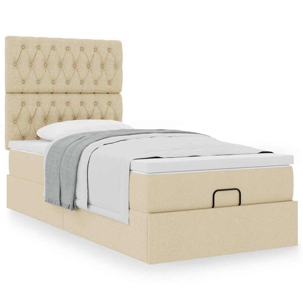 vidaXL Ottoman bed met matras 80x200cm stof cr&egrave;mekleurig